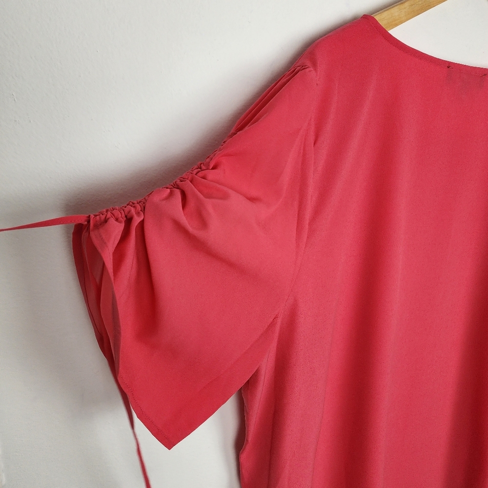 Eloquii Pink Ruched Sleeve Top Blouse Popover Size 22 - Picture 12 of 14